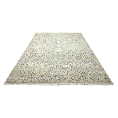 Beige and Multy Pure Wool Traditional Handknotted Area Rug