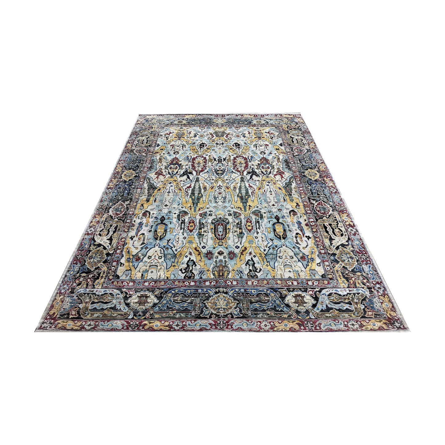 Multy Ivory Sari Silk and Silk Wool Oxidized Bidzar Transitional Handknotted 10.0x14.3ft 305x431cms Area Rug