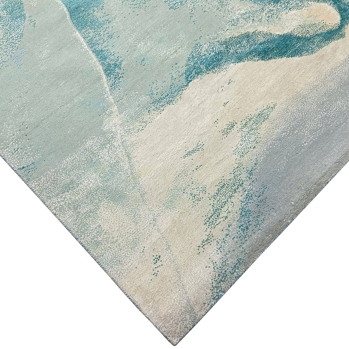 Green Grey, Blended Silk Wool Modern Handknotted 9.0x12.0Ft 275x365Cms Area Rug