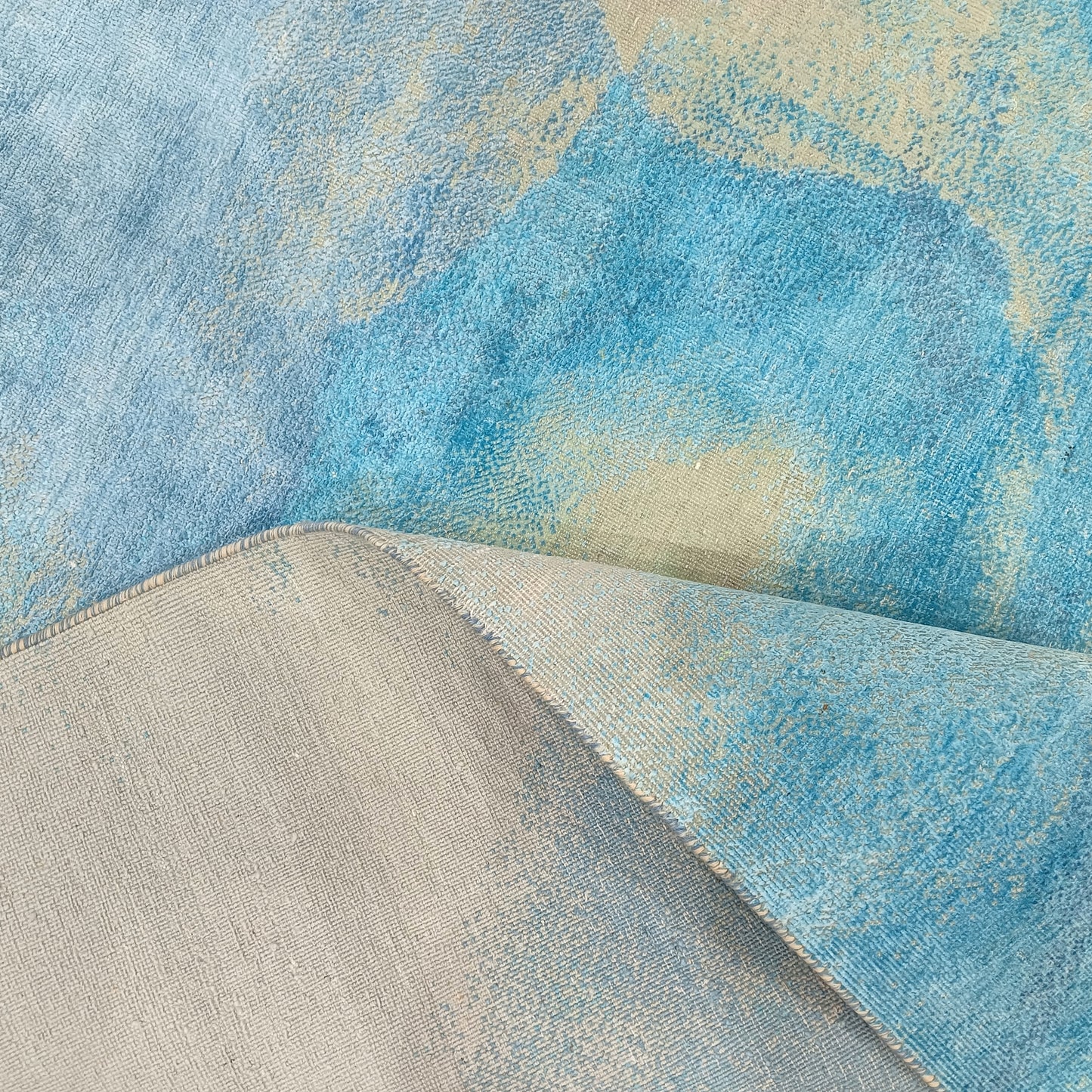 Green Grey, Blended Silk Wool Modern Handknotted 9.0x12.0Ft 275x365Cms Area Rug