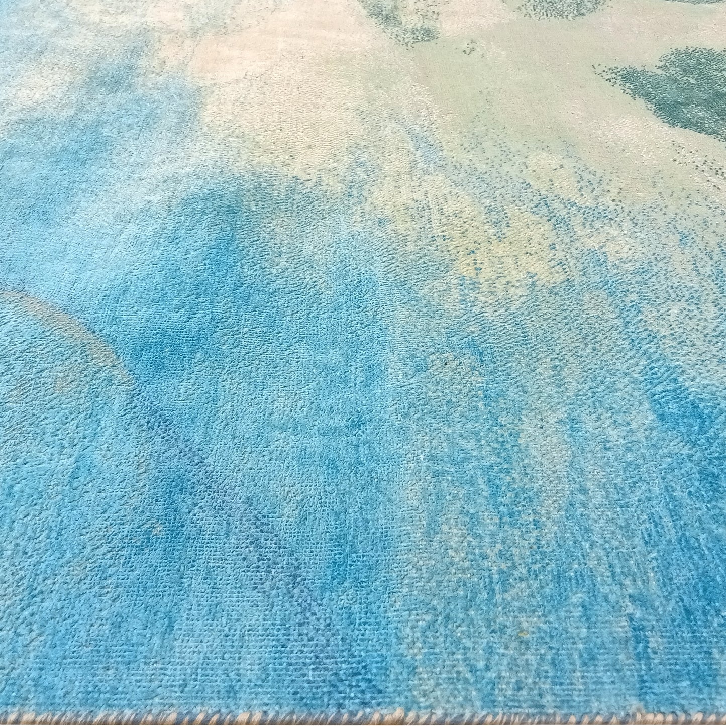 Green Grey, Blended Silk Wool Modern Handknotted 9.0x12.0Ft 275x365Cms Area Rug