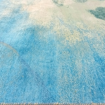 Green Grey, Blended Silk Wool Modern Handknotted 9.0x12.0Ft 275x365Cms Area Rug