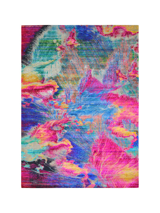 Multy Silk Wool Oxidised Modern Abstract Handknotted 9.9x13.9ft 303x438cms Area Rug