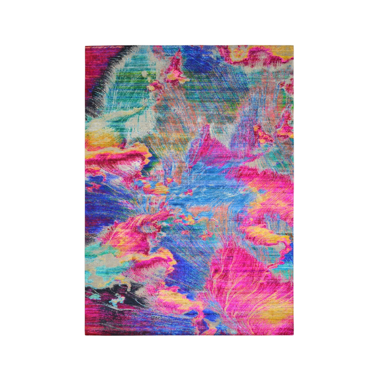 Grey Multy,  Sari Silk Wool Oxidized Modern Abstract Handknotted 9.9x13.9ft 303x438cms Area Rug