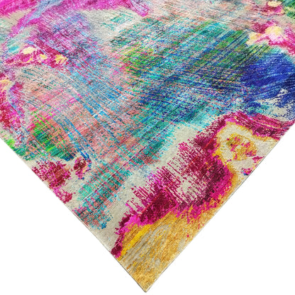 Multy Silk Wool Oxidised Modern Abstract Handknotted 9.9x13.9ft 303x438cms Area Rug