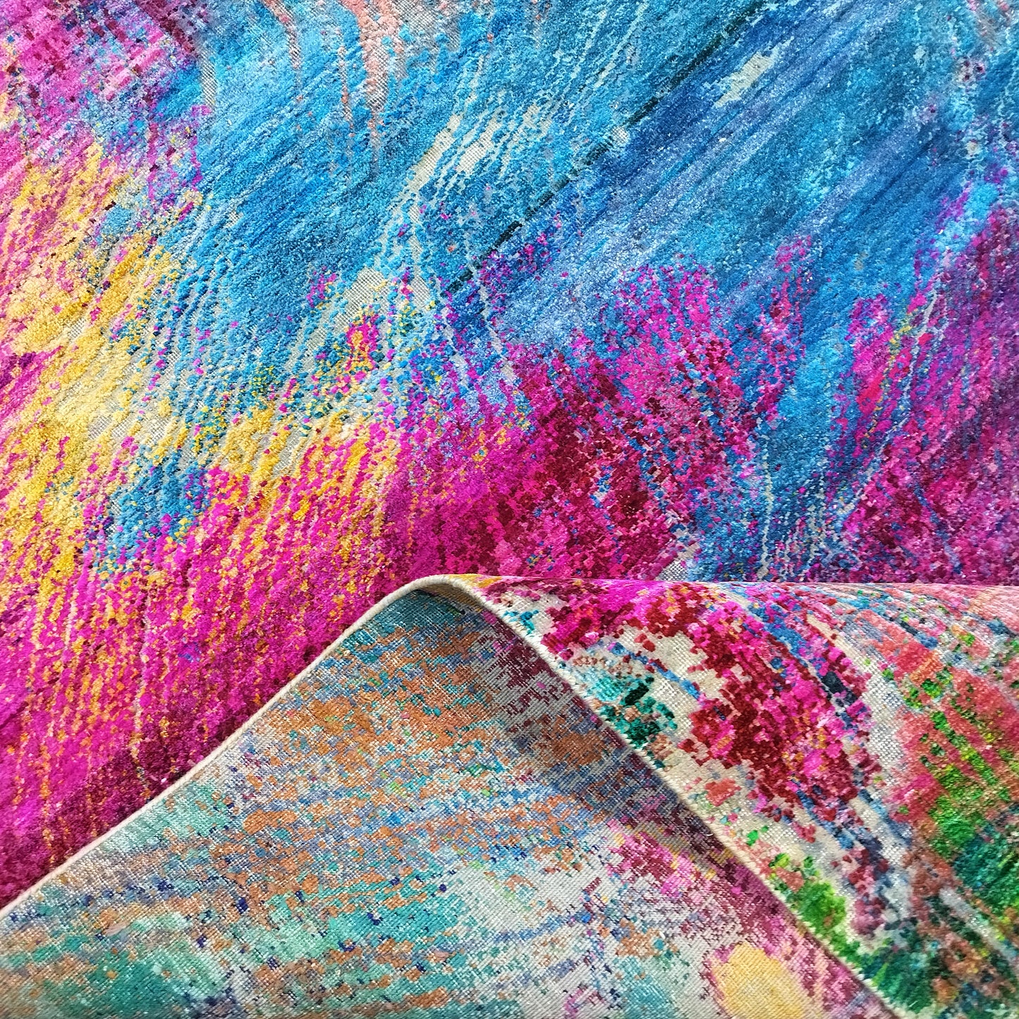 Multy Silk Wool Oxidised Modern Abstract Handknotted 9.9x13.9ft 303x438cms Area Rug