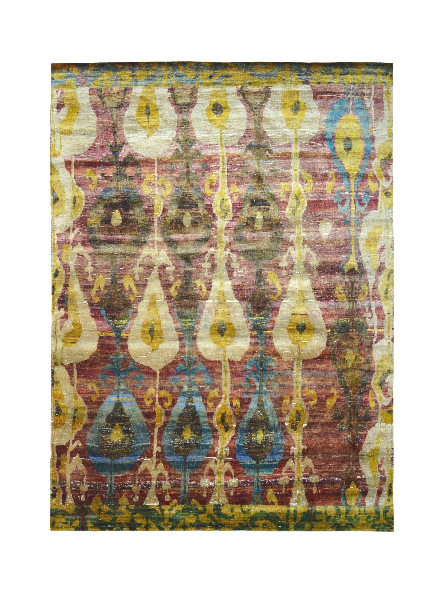 Pink Ivory Multy, Pure Sari Silk Regular Transitional Handknotted 8.10x12.1Ft 269x368Cms Area Rug