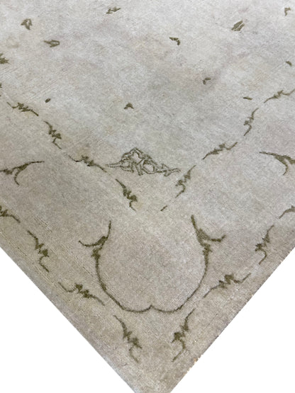 Ivory and Brown, Pure Wool Hi-Lo Transitional Handknotted 4.1x6.4Ft 104x194Cms Area Rug