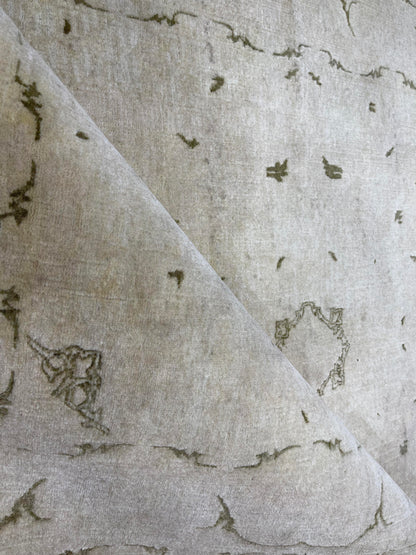 Ivory and Brown, Pure Wool Hi-Lo Transitional Handknotted 4.1x6.4Ft 104x194Cms Area Rug