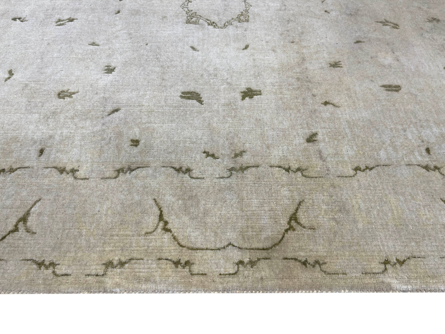 Ivory and Brown, Pure Wool Hi-Lo Transitional Handknotted 4.1x6.4Ft 104x194Cms Area Rug