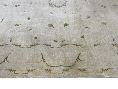 Ivory and Brown, Pure Wool Hi-Lo Transitional Handknotted 4.1x6.4Ft 104x194Cms Area Rug