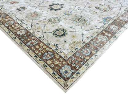 Ivory Multi Pure silk Transitional Handknotted Area Rug 7.9x10ft 236x305Cms