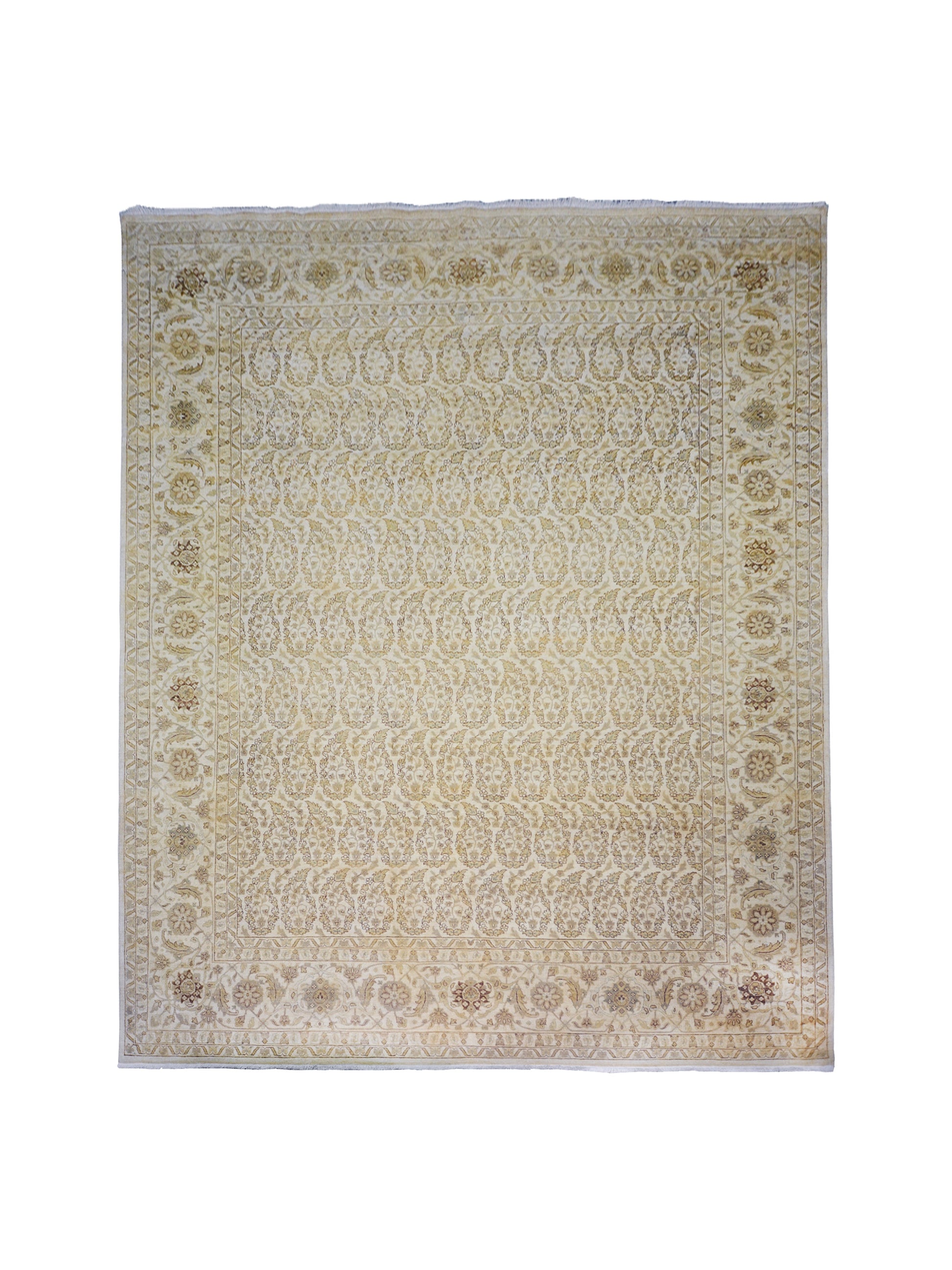 Get trendy with Lychee Ivory, Beige and Brown Traditional Mamluk Pure Wool Luxury Handknotted Area Rug - Traditional Rugs available at Jaipur Oriental Rugs. Grab yours for $3499.00 today!