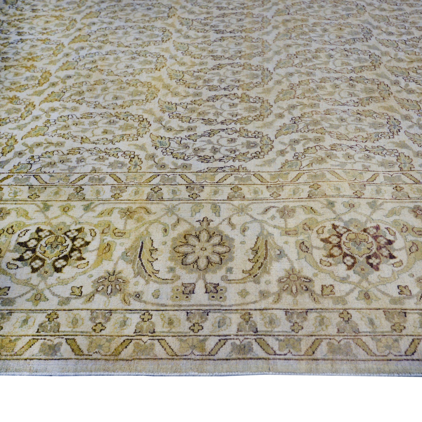 Get trendy with Lychee Ivory, Beige and Brown Traditional Mamluk Pure Wool Luxury Handknotted Area Rug - Traditional Rugs available at Jaipur Oriental Rugs. Grab yours for $3499.00 today!
