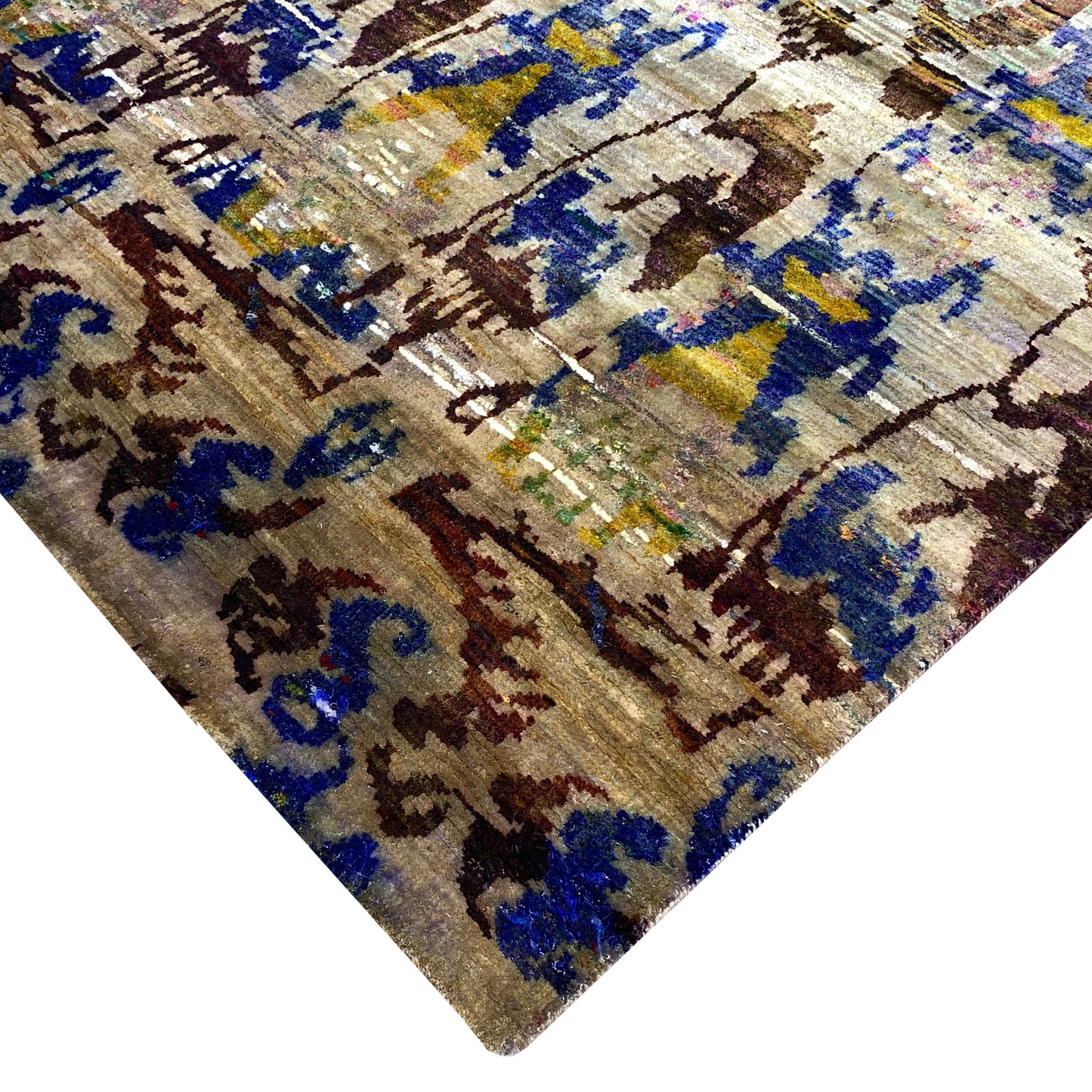 Camel Multi Pure Sari Silk Modern Area Rug 4.11x8.3ft C149x250Cms