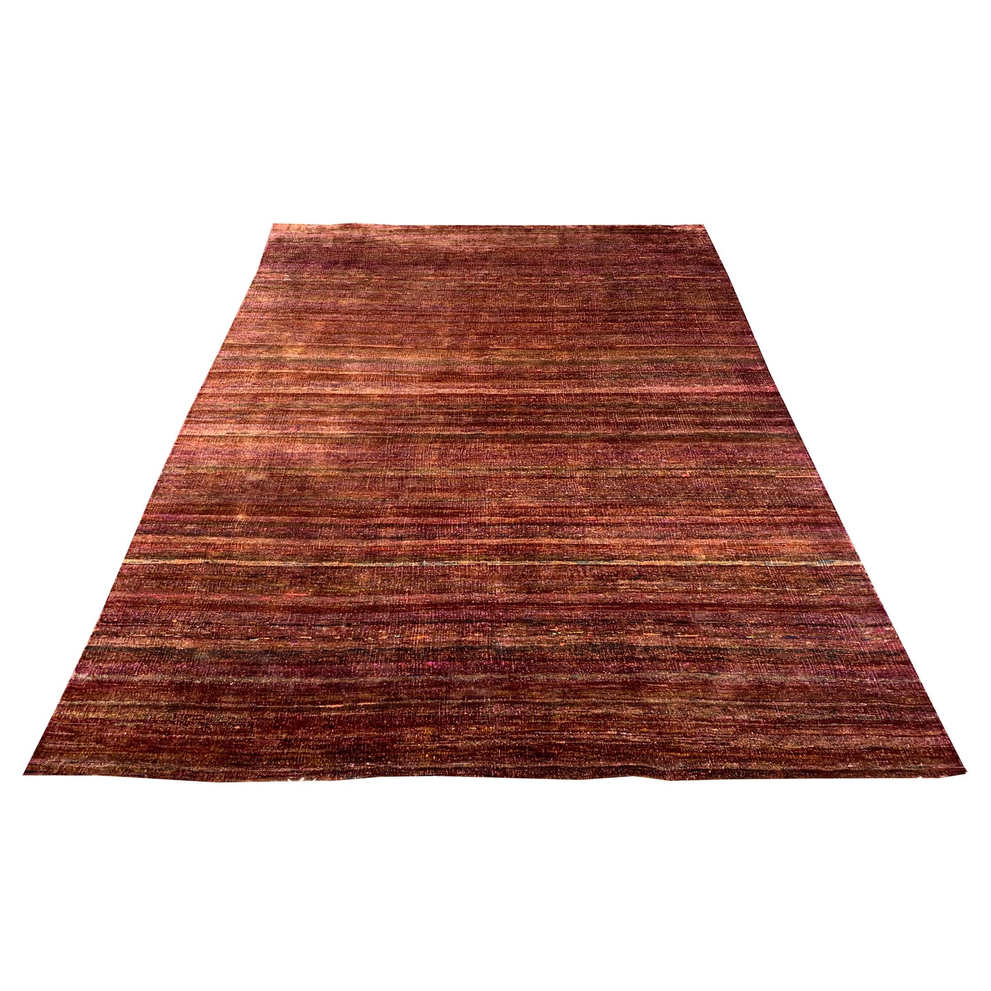 Red and Gold Pure Sari Silk Modern Handknotted Area Rug