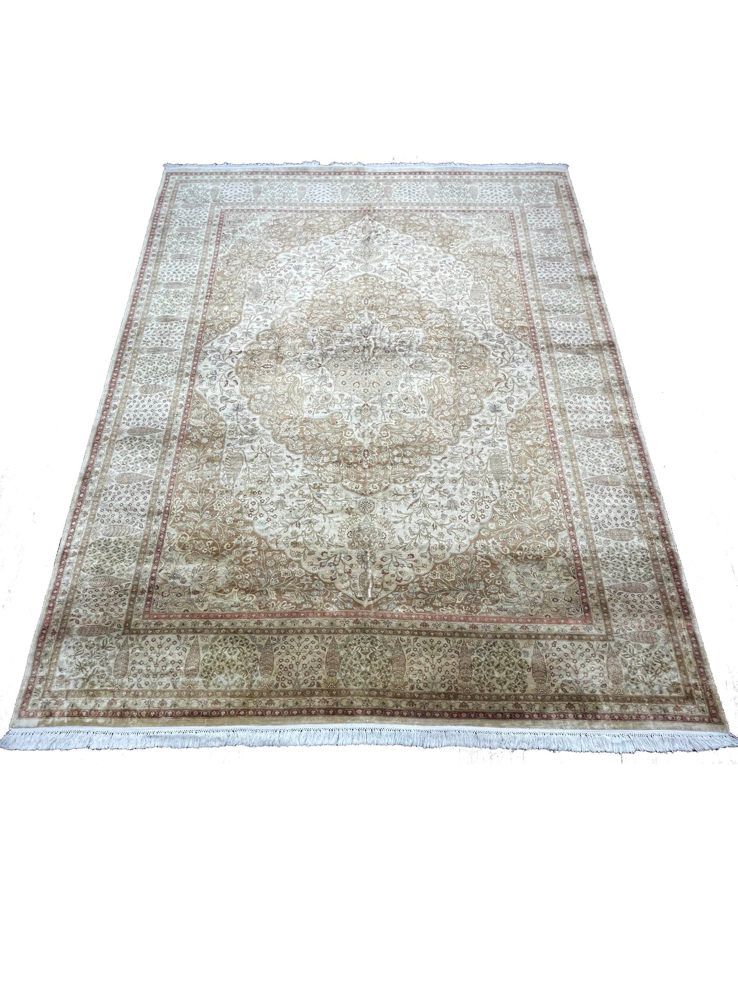 Camel Pure Silk Traditional Handknotted Luxury Area Rug