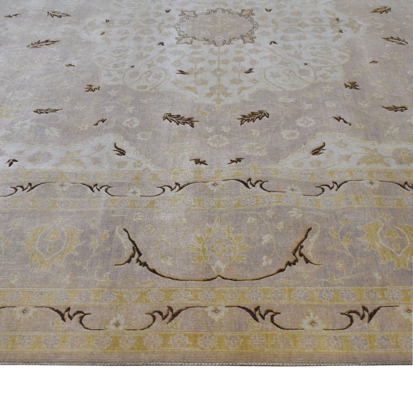 Get trendy with Darbar Ivory, Yellow and brown Heriz Luxury Traditional  Pure Wool Handknotted Area Rug - Traditional Rugs available at Jaipur Oriental Rugs. Grab yours for $5340.00 today!