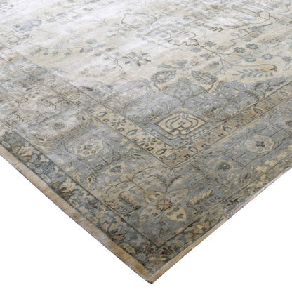 Garden Beige, Brown and Grey Heriz Luxury Traditional  Pure Wool Handknotted Area Rug