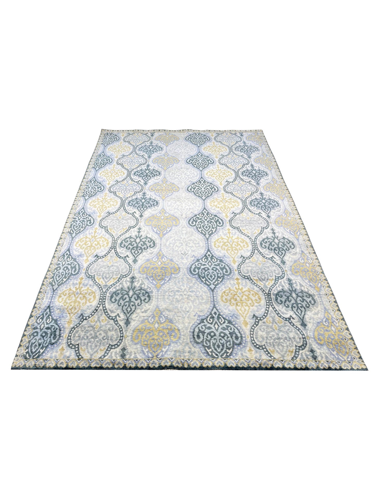 Blue and Blue Silk Transitional Handknotted Area Rug 5.11x9ft 180x273Cms