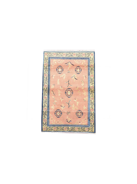 Brown Gold Antique Khotan Handknotted Rug 4.1x6.1ft 124x185cms