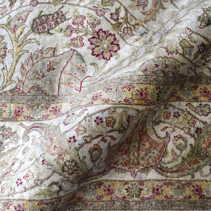 Ivory Grey, Pure Silk Transitional Handknotted 9.1x12.2Ft 277x370Cms Area Rug