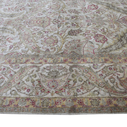 Ivory Grey, Pure Silk Transitional Handknotted 9.1x12.2Ft 277x370Cms Area Rug