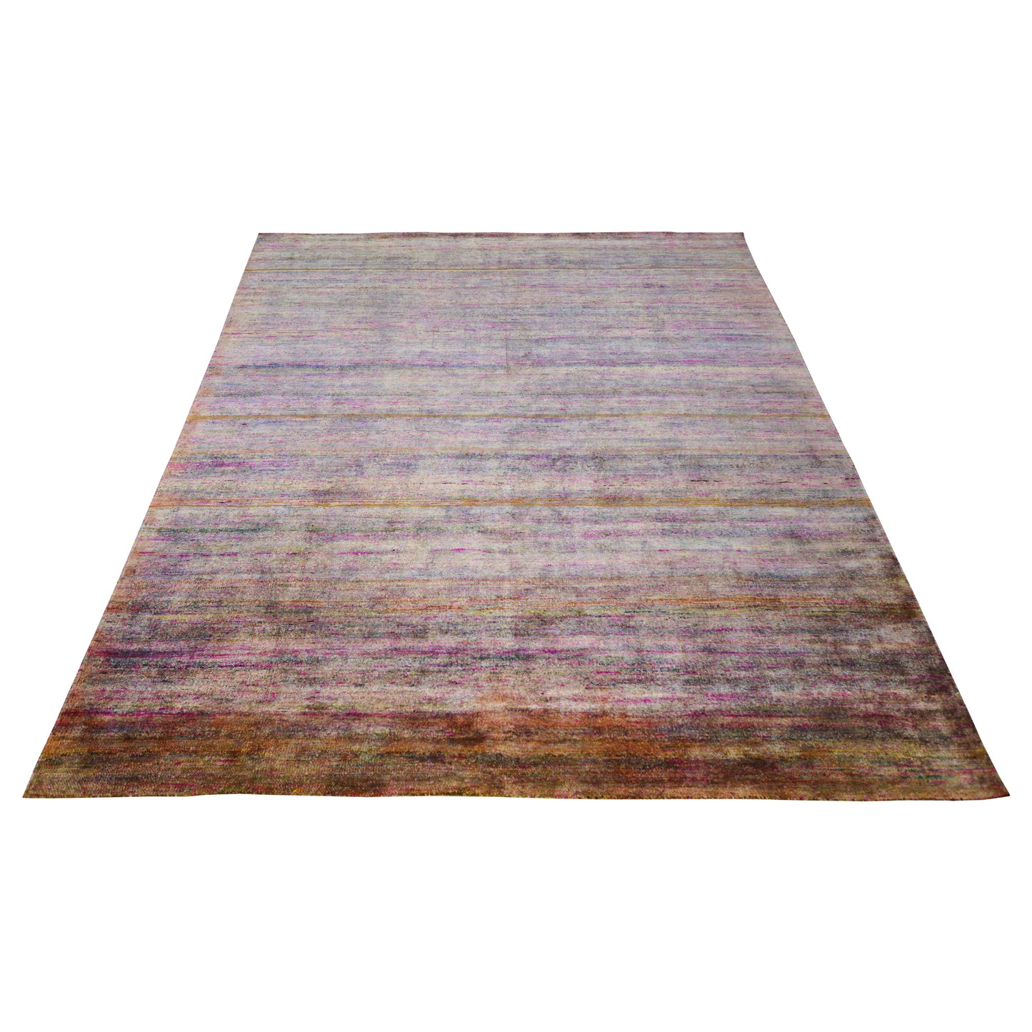 Brown Pink, Pure Sari Silk Modern Solid Handknotted 7.11x10.0Ft 240x305Cms Area Rug
