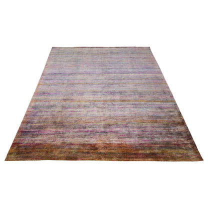 Brown Pink, Pure Sari Silk Modern Solid Handknotted 7.11x10.0Ft 240x305Cms Area Rug
