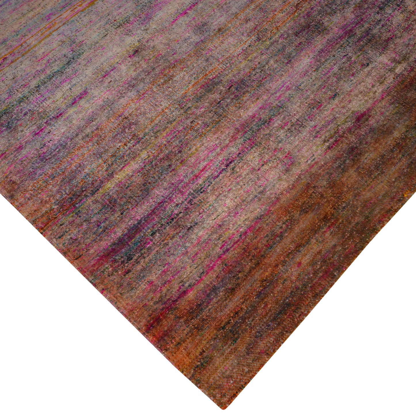 Brown Pink, Pure Sari Silk Modern Solid Handknotted 7.11x10.0Ft 240x305Cms Area Rug