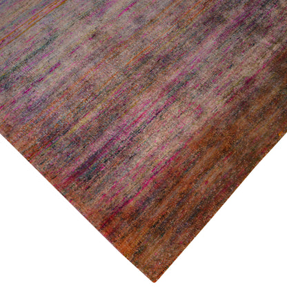 Brown Pink, Pure Sari Silk Modern Solid Handknotted 7.11x10.0Ft 240x305Cms Area Rug