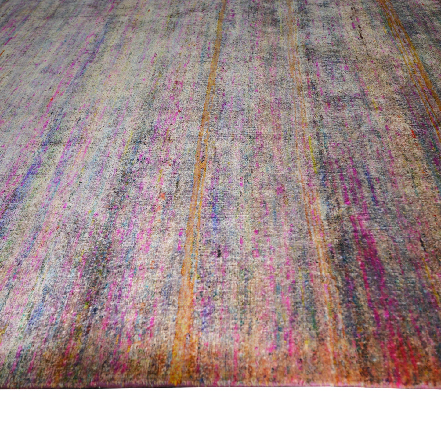 Brown Pink, Pure Sari Silk Modern Solid Handknotted 7.11x10.0Ft 240x305Cms Area Rug