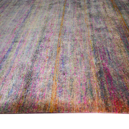 Brown Pink, Pure Sari Silk Modern Solid Handknotted 7.11x10.0Ft 240x305Cms Area Rug