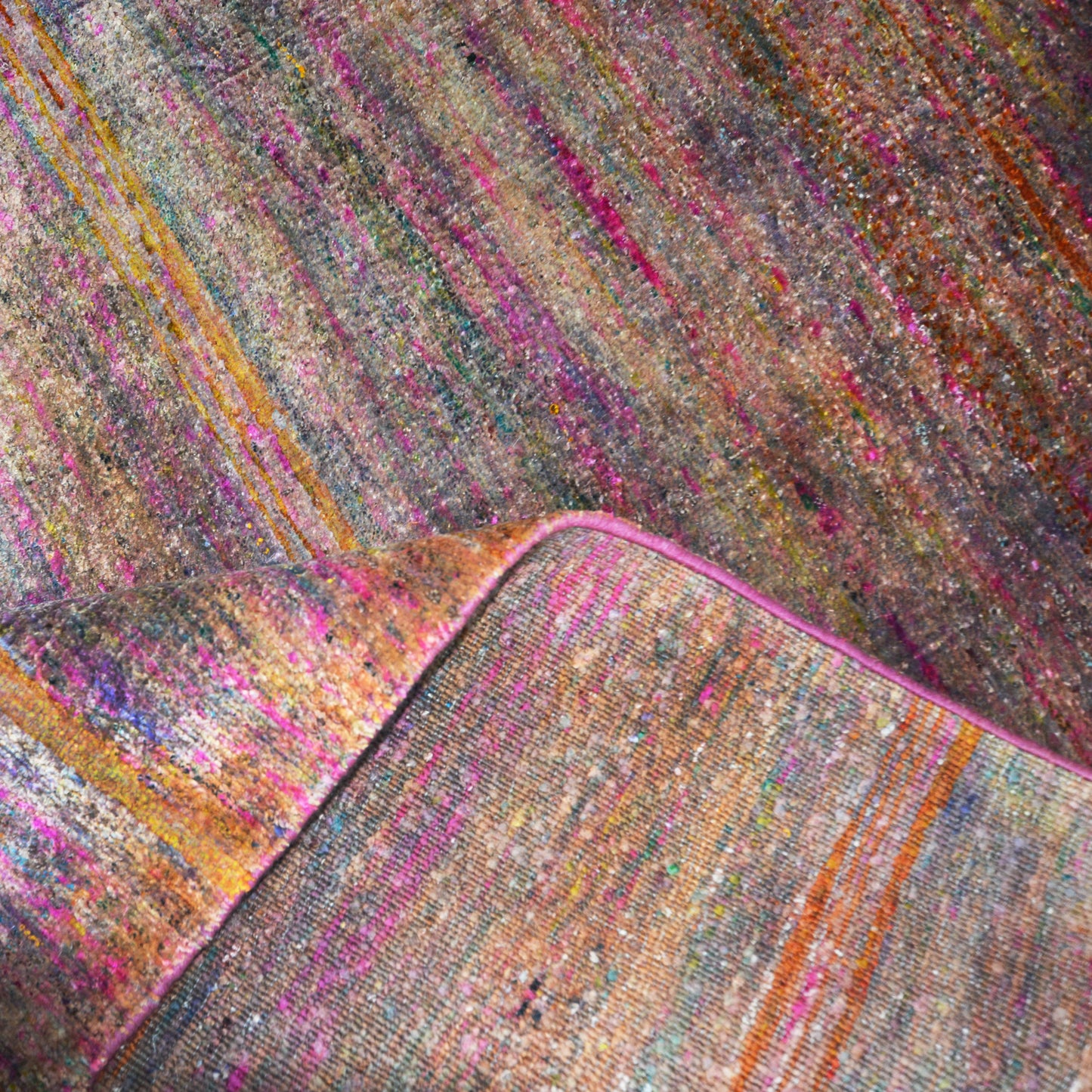 Brown Pink, Pure Sari Silk Modern Solid Handknotted 7.11x10.0Ft 240x305Cms Area Rug