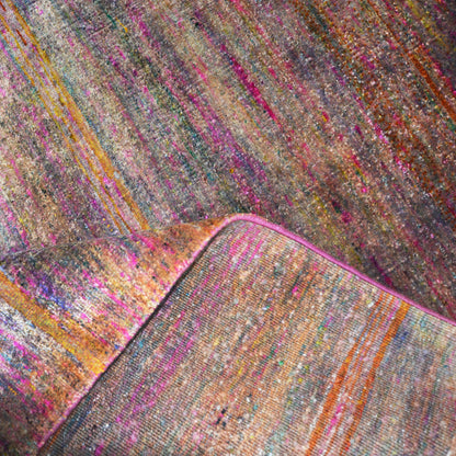 Brown Pink, Pure Sari Silk Modern Solid Handknotted 7.11x10.0Ft 240x305Cms Area Rug