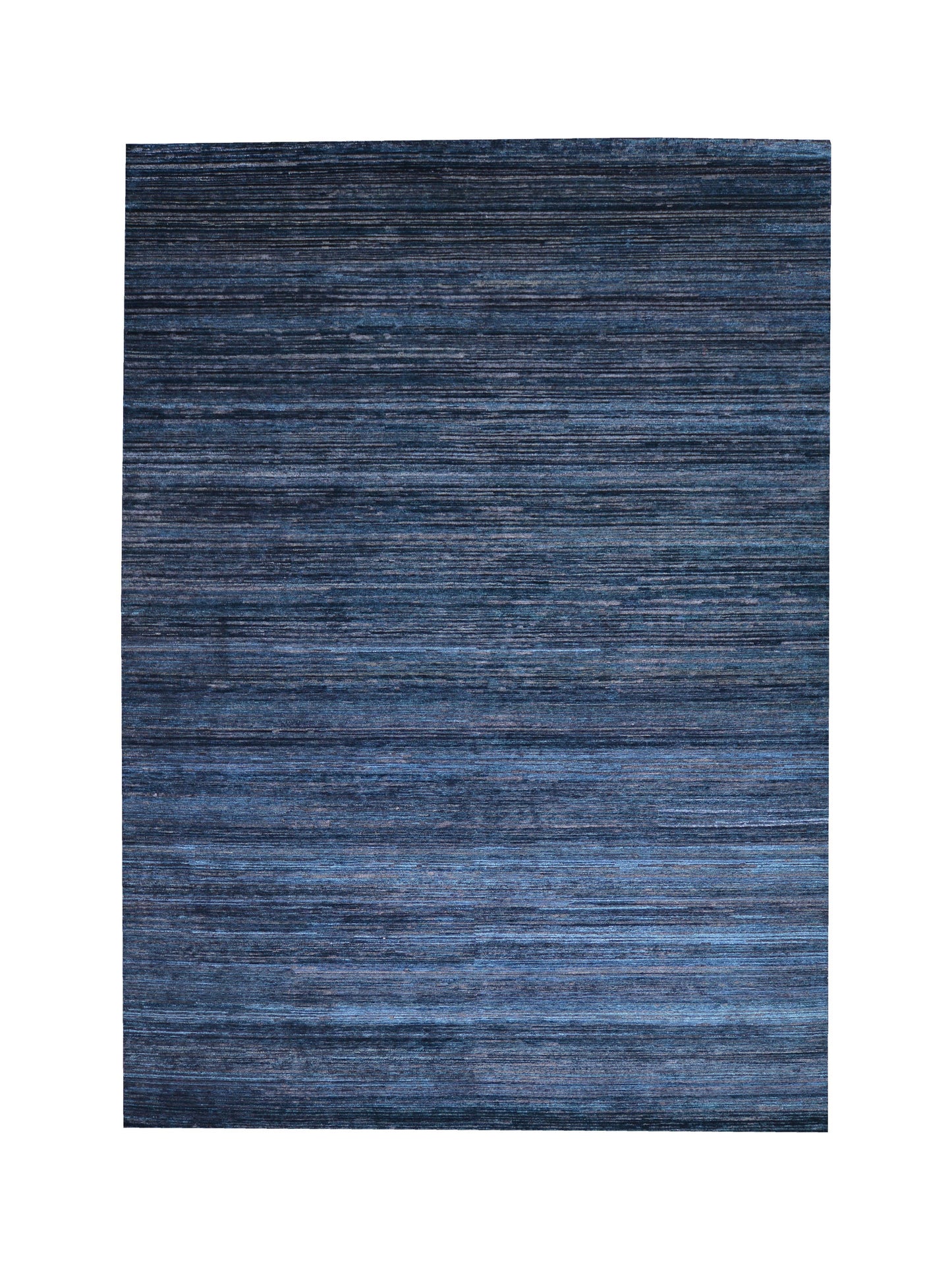 Black and Blue, Silk Wool Oxidized Modern Solid Handknotted 8.10x12.3ft 269x373Cms Area Rug