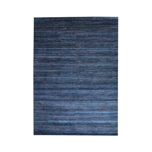 Black and Blue, Silk Wool Oxidized Modern Solid Handknotted 8.10x12.3ft 269x373Cms Area Rug