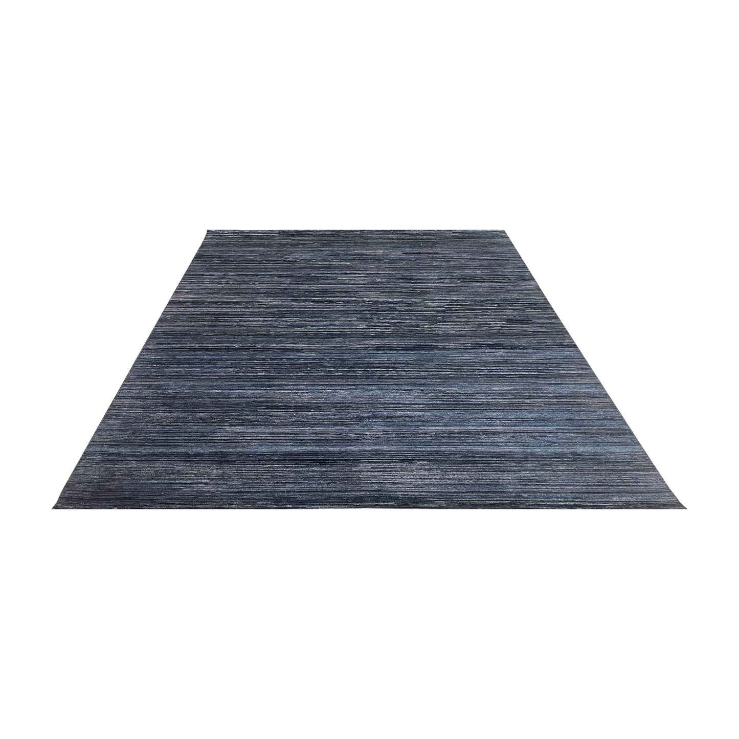 Black and Blue, Silk Wool Oxidized Modern Solid Handknotted 8.10x12.3ft 269x373Cms Area Rug