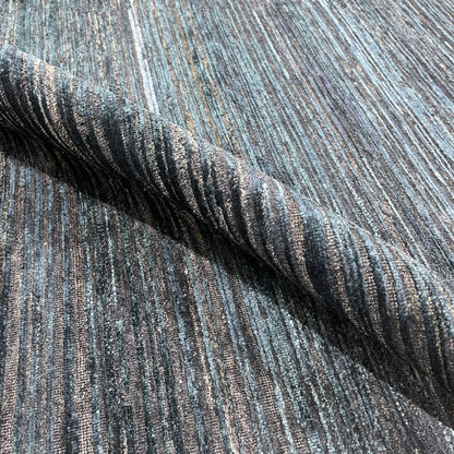 Black and Blue, Silk Wool Oxidized Modern Solid Handknotted 8.10x12.3ft 269x373Cms Area Rug