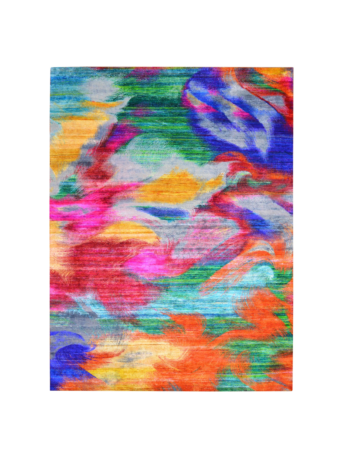 Multy Grey Sari Silk Wool Oxidized Abstract Modern Handknotted 8.11x11.10ft 272x361cms Area Rug