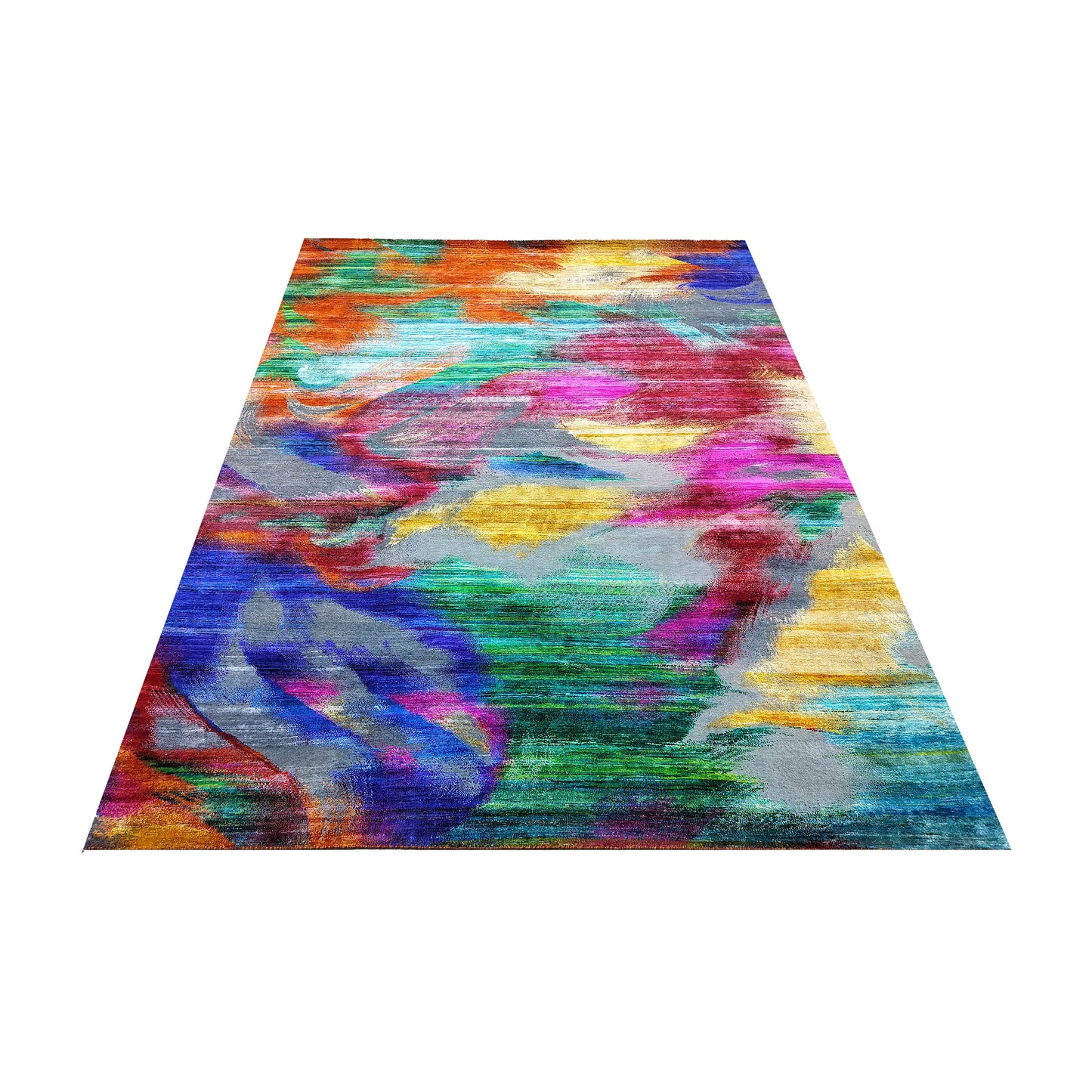 Multy Grey Sari Silk Wool Oxidized Abstract Modern Handknotted 8.11x11.10ft 272x361cms Area Rug