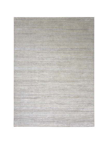 Beige Grey, Silk Wool Oxidized Textured Modern Handknotted 8.10x11.11Ft 271x364Cms Area Rug