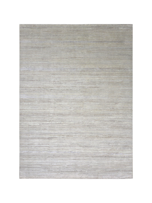 Beige Grey, Silk Wool Oxidized Textured Modern Handknotted 8.10x11.11Ft 271x364Cms Area Rug