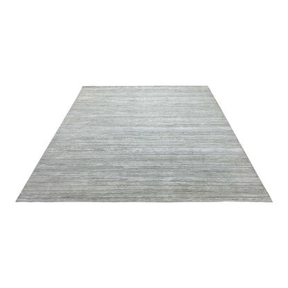 Beige Grey, Silk Wool Oxidized Textured Modern Handknotted 8.10x11.11Ft 271x364Cms Area Rug