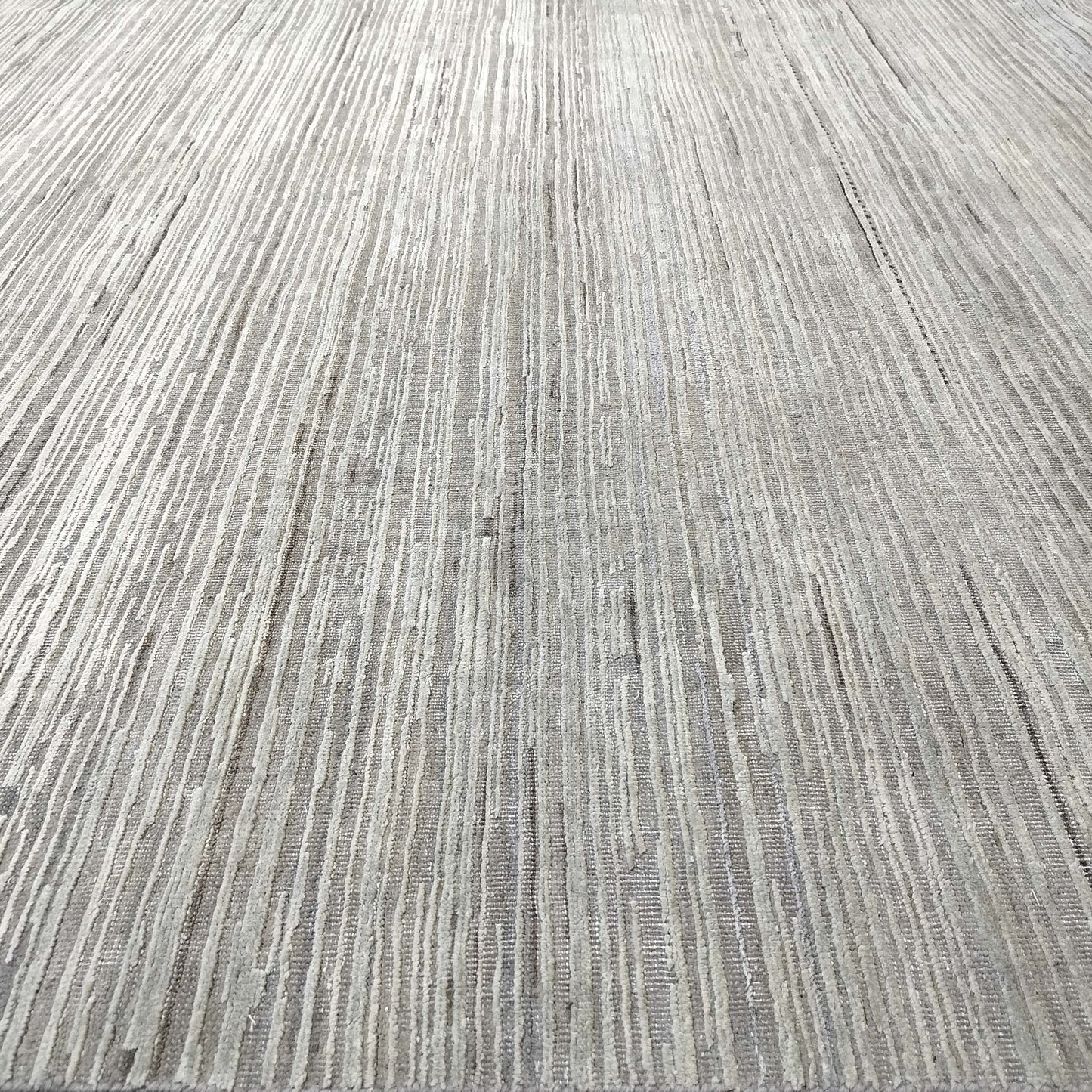 Beige Grey, Silk Wool Oxidized Textured Modern Handknotted 8.10x11.11Ft 271x364Cms Area Rug