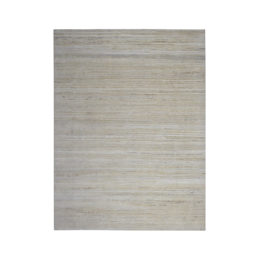 Beige Grey, Silk Wool Oxidized Textured Modern Handknotted 8.10x11.11Ft 271x364Cms Area Rug