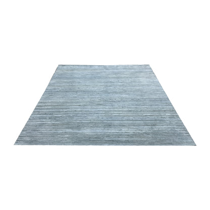 Beige L. Blue , Silk Wool Oxidized Textured Modern Handknotted 7.11x9.11Ft 241x302Cms Area Rug