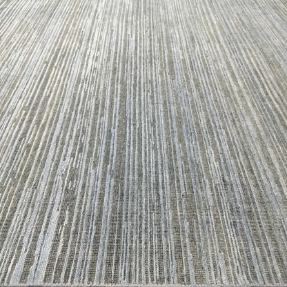 Beige L. Blue , Silk Wool Oxidized Textured Modern Handknotted 7.11x9.11Ft 241x302Cms Area Rug