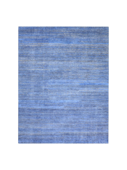 Blue and Grey, Silk and Wool Oxidized Modern Handknotted 7.10x10.1Ft 238x306Cms Area Rug