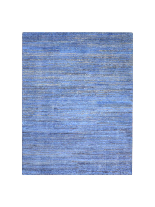 Blue and Grey, Silk and Wool Oxidized Modern Handknotted 7.10x10.1Ft 238x306Cms Area Rug